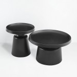 BOBBY COFFEE TABLE SET 2ΤΕΜ ΜΑΥΡΟ ΜΑΤ 70x70x42cm c503920