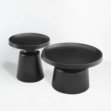 BOBBY COFFEE TABLE SET 2ΤΕΜ ΜΑΥΡΟ ΜΑΤ 70x70x42cm c503920