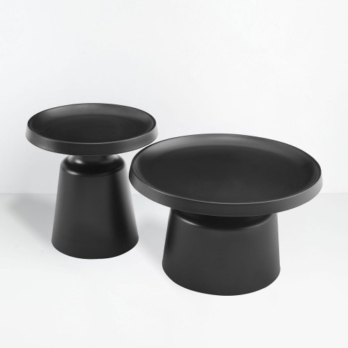 BOBBY COFFEE TABLE SET 2ΤΕΜ ΜΑΥΡΟ ΜΑΤ 70x70x42cm c503920