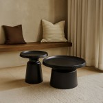 BOBBY COFFEE TABLE SET 2ΤΕΜ ΜΑΥΡΟ ΜΑΤ 70x70x42cm c503920