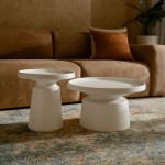 BOBBY COFFEE TABLE SET 2ΤΕΜ ΛΕΥΚΟ ΜΑΤ 70x70x42cm c503921