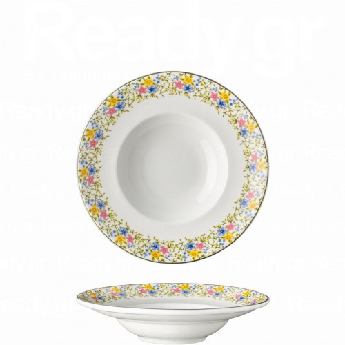 Πιάτο Ζυμαρικών πορσελάνης 24cm σειρά Jardin LUKANDA Σετ 6 c503932