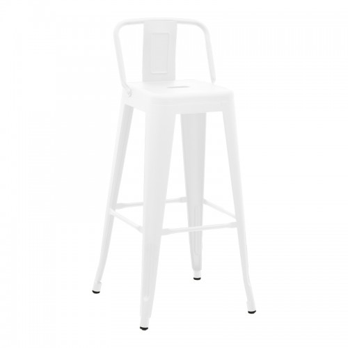 Σκαμπό μπαρ με πλάτη Utopia pakoworld μέταλλο σε λευκή ματ απόχρωση 42x42x97εκ c504026
