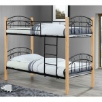 NORTON Κρεβάτι Κουκέτα Μέταλλο Βαφή Μαύρο Ξύλο Φυσικό c504034