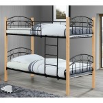 NORTON Κρεβάτι Κουκέτα Μέταλλο Βαφή Μαύρο Ξύλο Φυσικό c504034