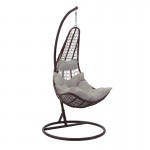 Κούνια Soleil pakoworld κρεμαστή μέταλλο καφέ-pp καφέ-μαξιλάρι μπεζ 103x83x200εκ c504043