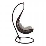 Κούνια Soleil pakoworld κρεμαστή μέταλλο καφέ-pp καφέ-μαξιλάρι μπεζ 103x83x200εκ c504043