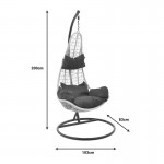 Κούνια Soleil pakoworld κρεμαστή μέταλλο καφέ-pp καφέ-μαξιλάρι μπεζ 103x83x200εκ c504043