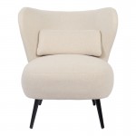 Πολυθρόνα Nagreta pakoworld κρεμ ύφασμα με μεταλλικό πόδι σε μαύρη απόχρωση 77x73x74εκ c504073