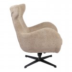 Πολυθρόνα Zefrina pakoworld περιστρεφόμενη μπεζ ύφασμα με βάση σε μαύρη απόχρωση 82x77x99εκ c504076