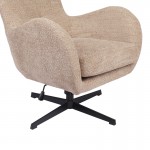 Πολυθρόνα Zefrina pakoworld περιστρεφόμενη μπεζ ύφασμα με βάση σε μαύρη απόχρωση 82x77x99εκ c504076