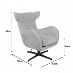 Πολυθρόνα Zefrina pakoworld περιστρεφόμενη μπεζ ύφασμα με βάση σε μαύρη απόχρωση 82x77x99εκ c504076