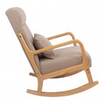 Κουνιστή πολυθρόνα Edeldy pakoworld γκρι-μπεζ ύφασμα με πόδι σε φυσική απόχρωση 102x66x99εκ c504085