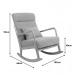 Κουνιστή πολυθρόνα Edeldy pakoworld γκρι-μπεζ ύφασμα με πόδι σε φυσική απόχρωση 102x66x99εκ c504085