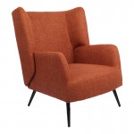 Πολυθρόνα Mareta pakoworld terracotta ύφασμα με πόδι σε μαύρη απόχρωση 83x80x99εκ c504086