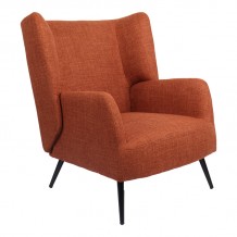Πολυθρόνα Mareta pakoworld terracotta ύφασμα με πόδι σε μαύρη απόχρωση 83x80x99εκ c504086