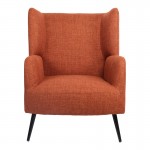 Πολυθρόνα Mareta pakoworld terracotta ύφασμα με πόδι σε μαύρη απόχρωση 83x80x99εκ c504086