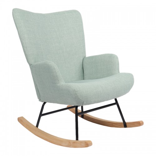 Κουνιστή πολυθρόνα Jianna pakoworld μέντα ύφασμα με πόδι σε φυσική απόχρωση 79x64x89εκ c504088