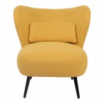 Πολυθρόνα Nagreta pakoworld κίτρινο ύφασμα με μεταλλικό πόδι σε μαύρη απόχρωση 77x73x74εκ c504090