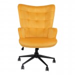 Πολυθρόνα-μπερζέρα Lobima pakoworld περιστρεφόμενη κίτρινο βελούδο με βάση σε μαύρη απόχρωση 71x68x104εκ c504091