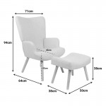 Πολυθρόνα-μπερζέρα με υποπόδιο Gerlina pakoworld κρεμ ύφασμα με πόδι σε φυσική απόχρωση 71x64x94εκ c504097