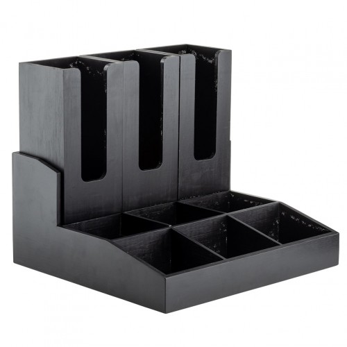 Ξύλινη θήκη Bamboo για ποτήρια καπάκια Μαύρη 9 θέσεων 38x35 5x19cm TableCraft c504113