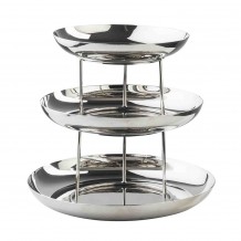 Στρογγυλός πύργος τριών επιπέδων σερβιρίσματος INOX γυαλιστερό φ35xΥ32 5cm TableCraft c504116