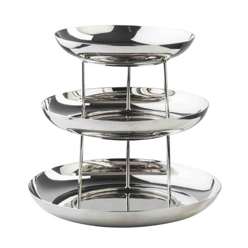 Στρογγυλός πύργος τριών επιπέδων σερβιρίσματος INOX γυαλιστερό φ35xΥ32 5cm TableCraft c504116