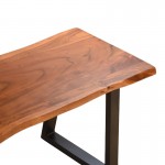 Παγκάκι Miles Slim pakoworld μασίφ ξύλο ακακίας σε καρυδί απόχρωση με μαύρα μεταλλικά πόδια 160x40x45εκ c504123