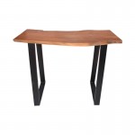 Τραπέζι μπαρ Miles pakoworld μασίφ ξύλο ακακίας 3 7-4εκ σε καρυδί απόχρωση με μαύρα μεταλλικά πόδια 120x53x97εκ c504124