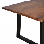 Τραπέζι Miles pakoworld μασίφ ξύλο ακακίας πάχους 3 7-4εκ σε καρυδί απόχρωση με μαύρα μεταλλικά πόδια 140x80x76εκ c504126