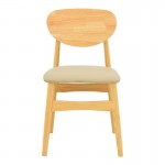 Καρέκλα Cardith pakoworld rubberwood-plywood σε φυσική απόχρωση-pu μπεζ 48x51x78εκ c504128