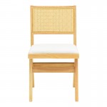 Καρέκλα Winslow pakoworld rubberwood σε φυσική απόχρωση-ύφασμα λευκό 46x58x80εκ c504129