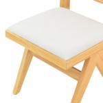 Καρέκλα Winslow pakoworld rubberwood σε φυσική απόχρωση-ύφασμα λευκό 46x58x80εκ c504129