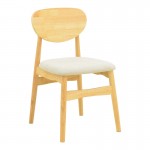 Καρέκλα Cardith pakoworld rubberwood-plywood σε φυσική απόχρωση-ύφασμα γκρι-μπεζ 48x51x78εκ c504131