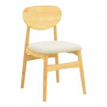 Καρέκλα Cardith pakoworld rubberwood-plywood σε φυσική απόχρωση-ύφασμα γκρι-μπεζ 48x51x78εκ c504131