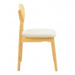 Καρέκλα Cardith pakoworld rubberwood-plywood σε φυσική απόχρωση-ύφασμα γκρι-μπεζ 48x51x78εκ c504131