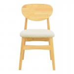 Καρέκλα Cardith pakoworld rubberwood-plywood σε φυσική απόχρωση-ύφασμα γκρι-μπεζ 48x51x78εκ c504131