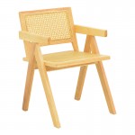 Πολυθρόνα Winslow pakoworld rubberwood-rattan σε φυσική απόχρωση 51x54x80εκ c504132