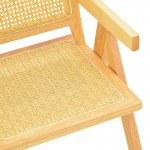 Πολυθρόνα Winslow pakoworld rubberwood-rattan σε φυσική απόχρωση 51x54x80εκ c504132