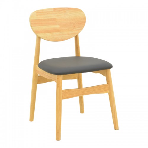 Καρέκλα Cardith pakoworld rubberwood-plywood σε φυσική απόχρωση-pu μαύρο 48x51x78εκ c504133