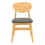 Καρέκλα Cardith pakoworld rubberwood-plywood σε φυσική απόχρωση-pu μαύρο 48x51x78εκ c504133