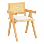 Πολυθρόνα Winslow pakoworld rubberwood σε φυσική απόχρωση-ύφασμα λευκό 51x54x80εκ c504134