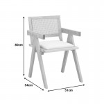 Πολυθρόνα Winslow pakoworld rubberwood σε φυσική απόχρωση-ύφασμα λευκό 51x54x80εκ c504134