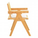 Πολυθρόνα Winslow pakoworld rubberwood σε φυσική απόχρωση-ύφασμα λευκό 51x54x80εκ c504134