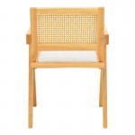 Πολυθρόνα Winslow pakoworld rubberwood σε φυσική απόχρωση-ύφασμα λευκό 51x54x80εκ c504134