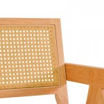 Πολυθρόνα Winslow pakoworld rubberwood σε φυσική απόχρωση-ύφασμα λευκό 51x54x80εκ c504134