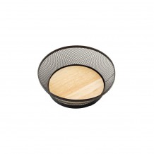 Ψωμιέρα σιδερένια μαύρη φ19xΥ6cm με ξύλινη βάση φ14 5cm TableCraft c504171