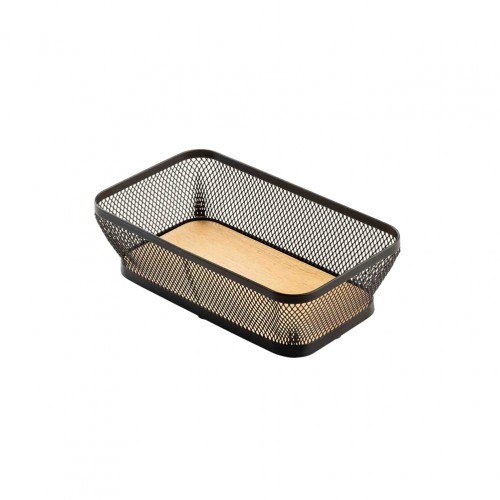 Ψωμιέρα σιδερένια μαύρη 20x11 5xΥ4cm με ξύλινη βάση 18 5x9 5 TableCraft c504172