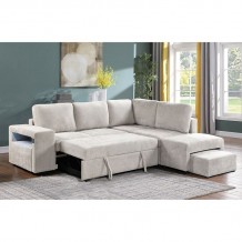 FLEXY Καναπές Αριστερή Γωνία - Κρεβάτι με Χώρους Αποθήκευσης φωτιζόμενο Ύφασμα Μπεζ c504174